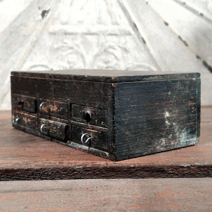 meuble atelier bois peint noir vintage