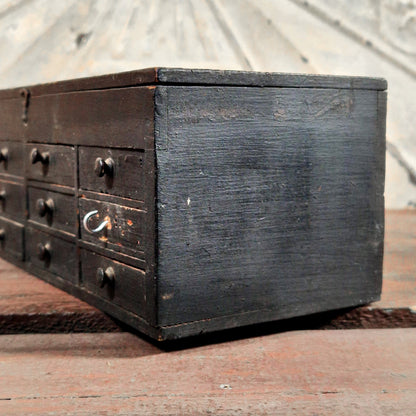 meuble bijoutier bois peint noir ancien