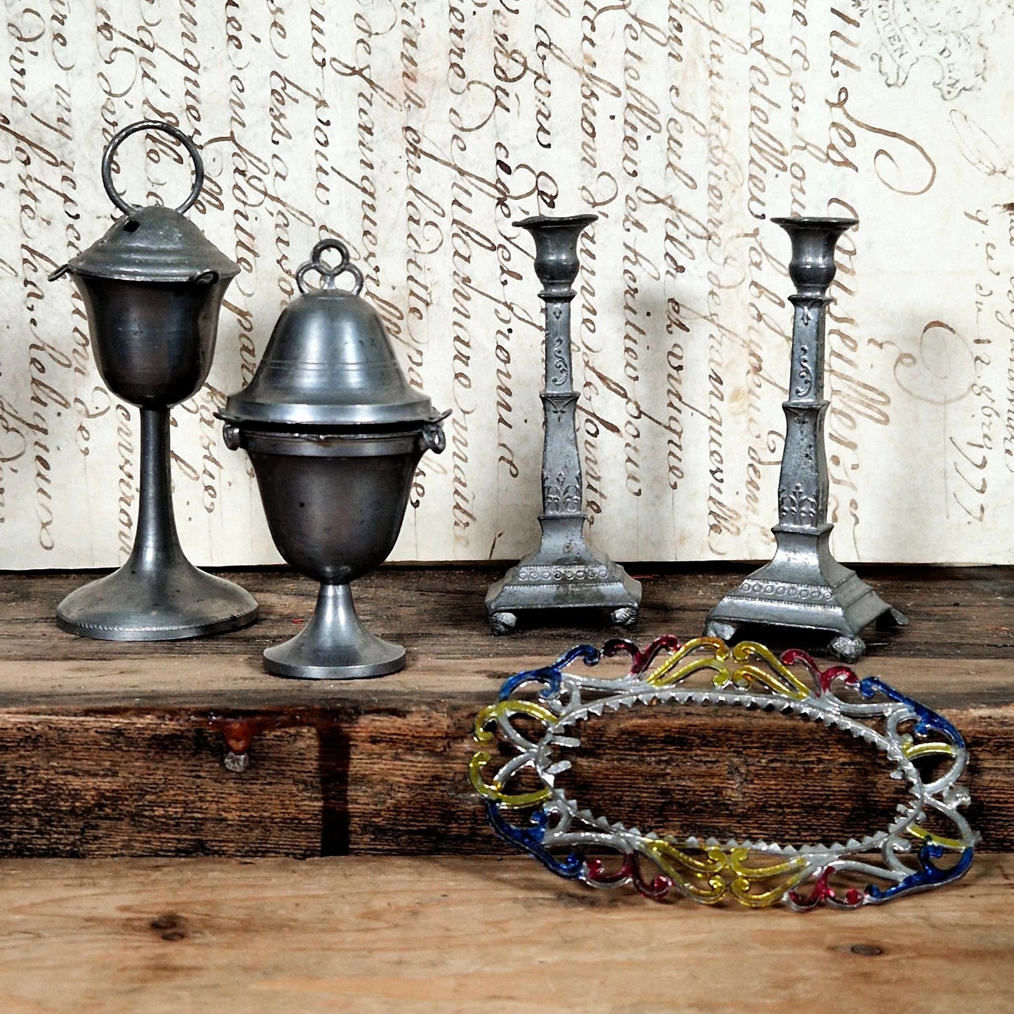 miniature church altar pewter