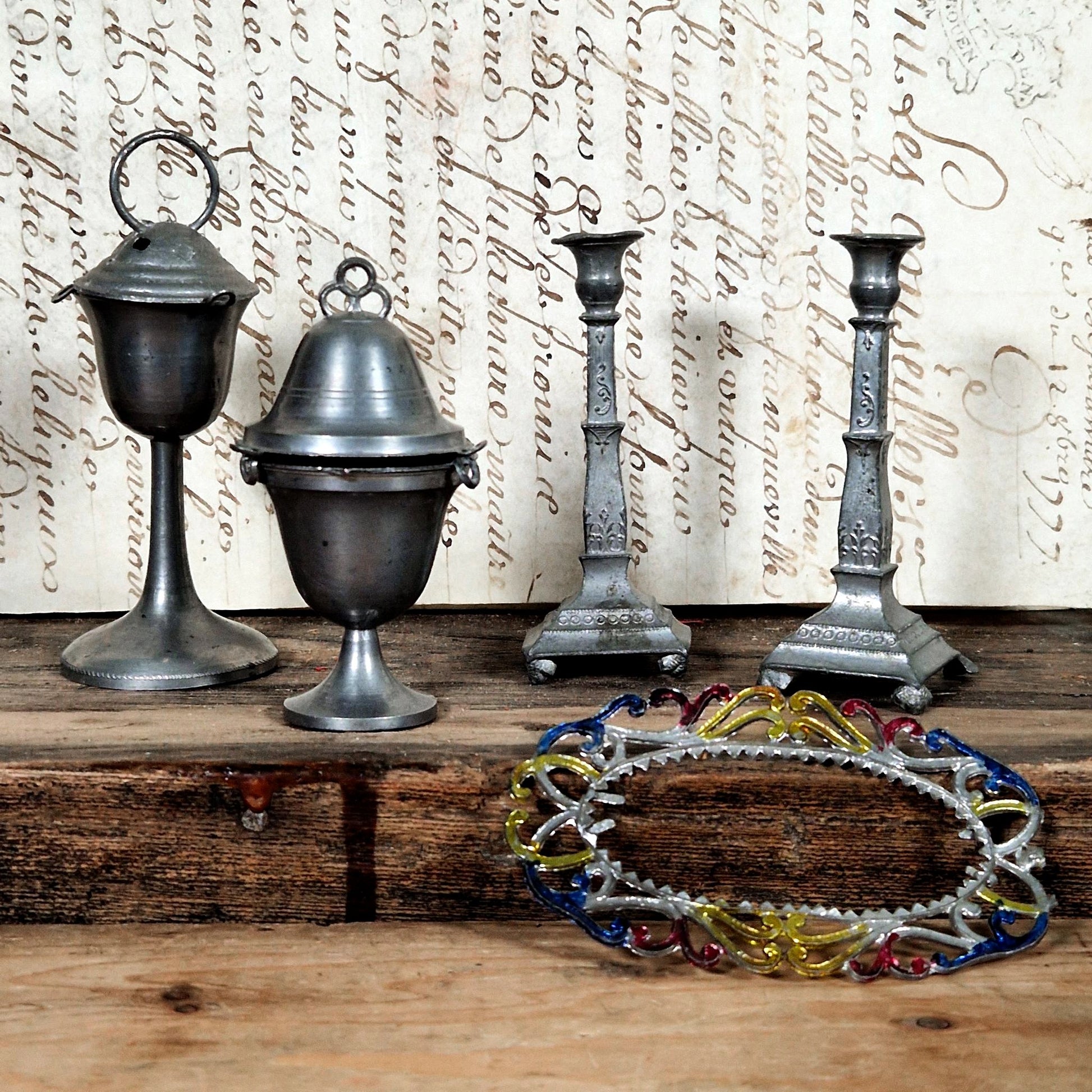 miniature church altar pewter