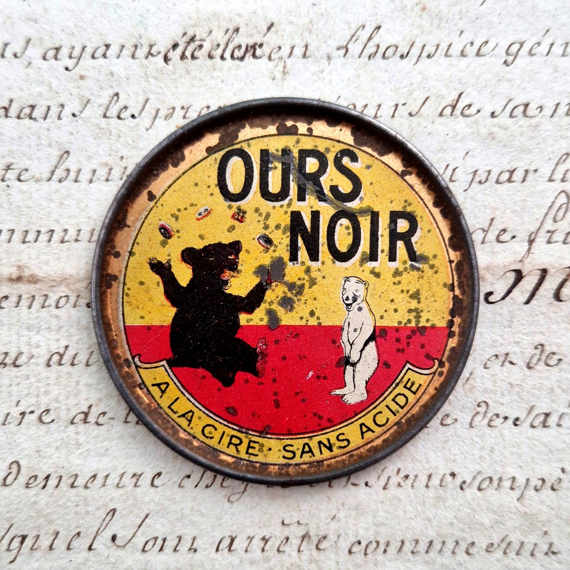 miroir publicitaire cirage ours noir