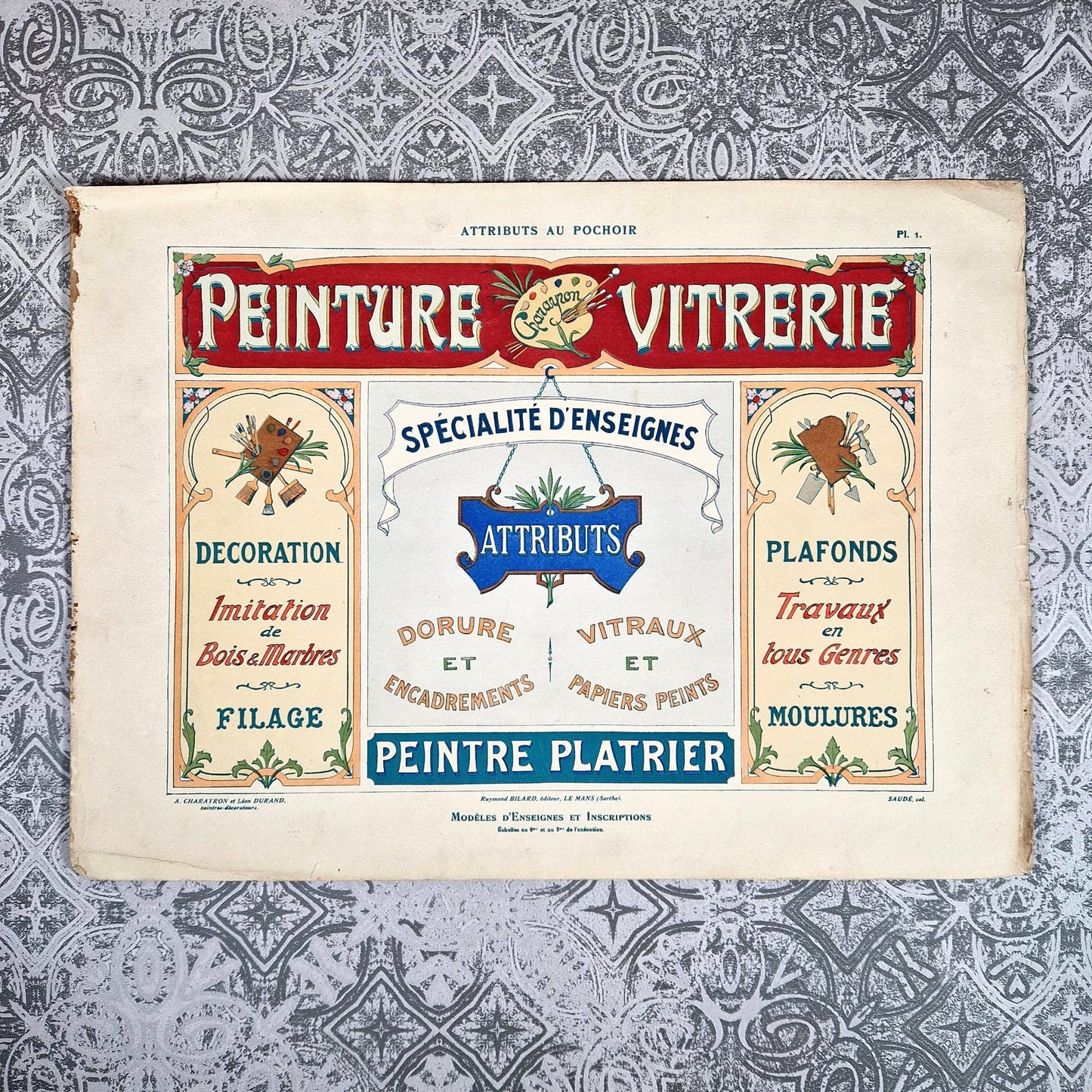 modeles enseignes peinture vitrerie 1900