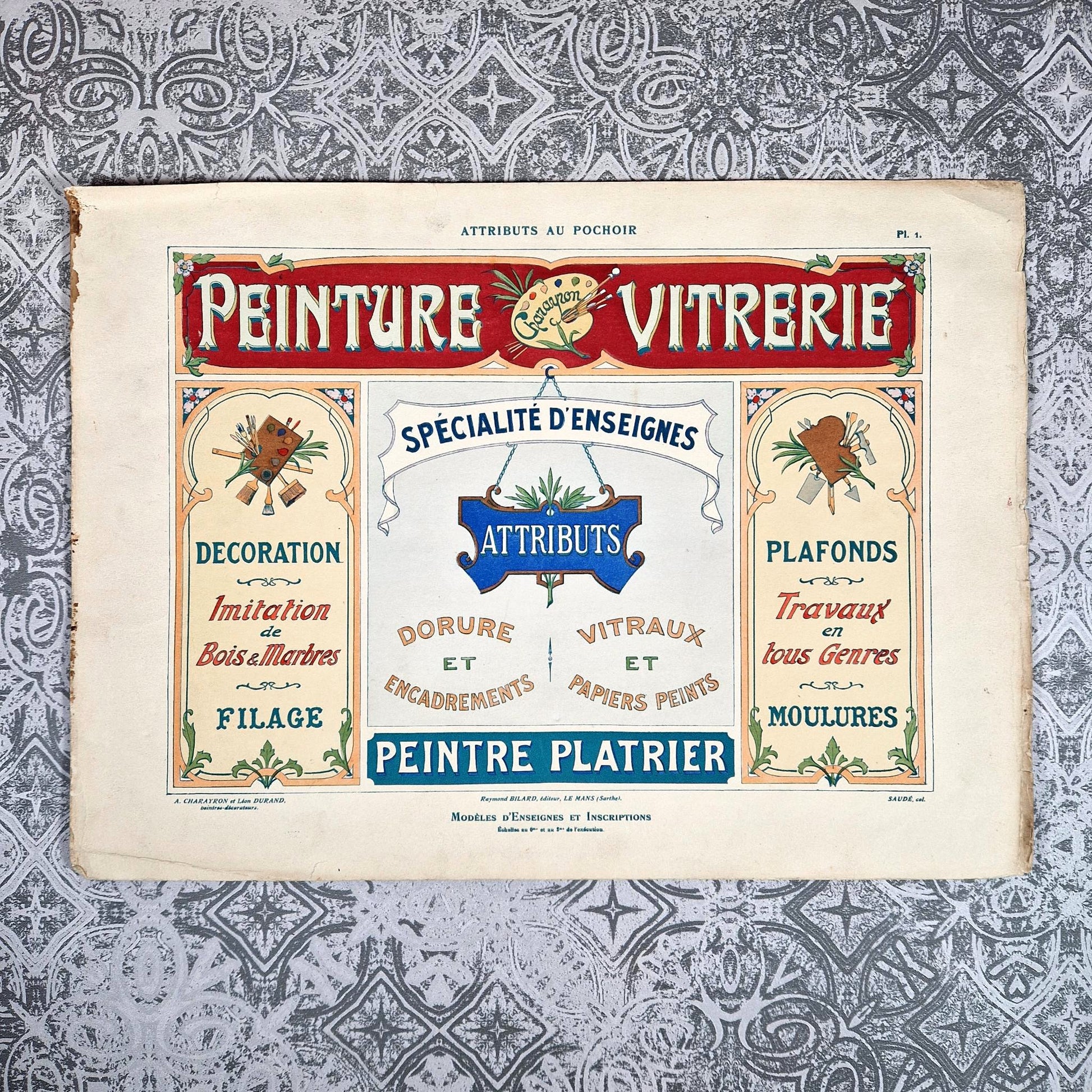 modeles enseignes peinture vitrerie 1900