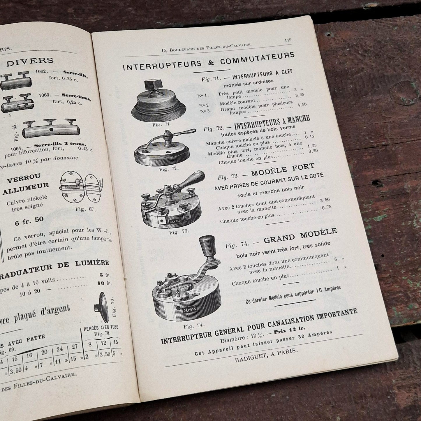 Ancien catalogue illustré « Lumière électrique - Piles Radiguet » - Vers 1890