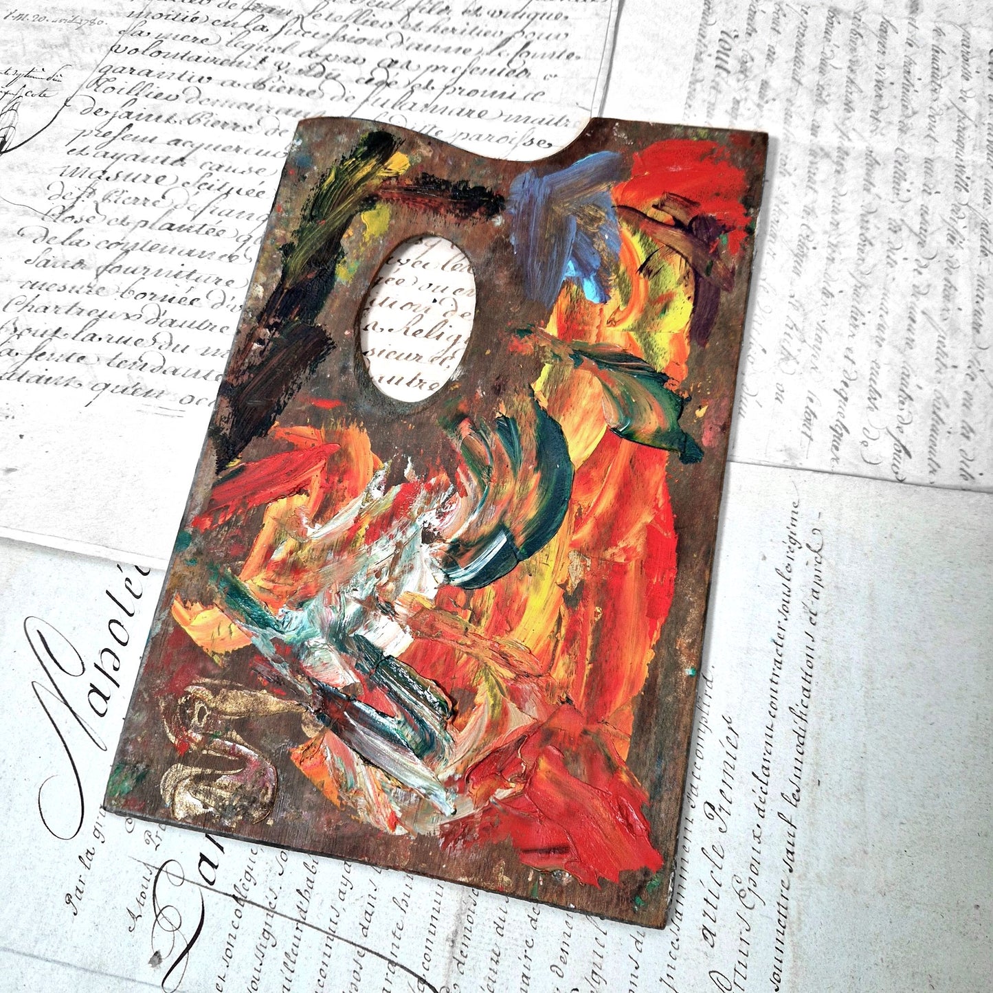 oil color painter palette old