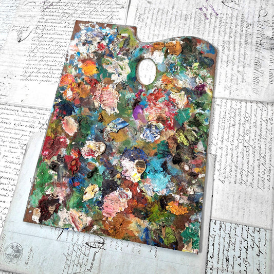 old artist palette heavy texture decoration
