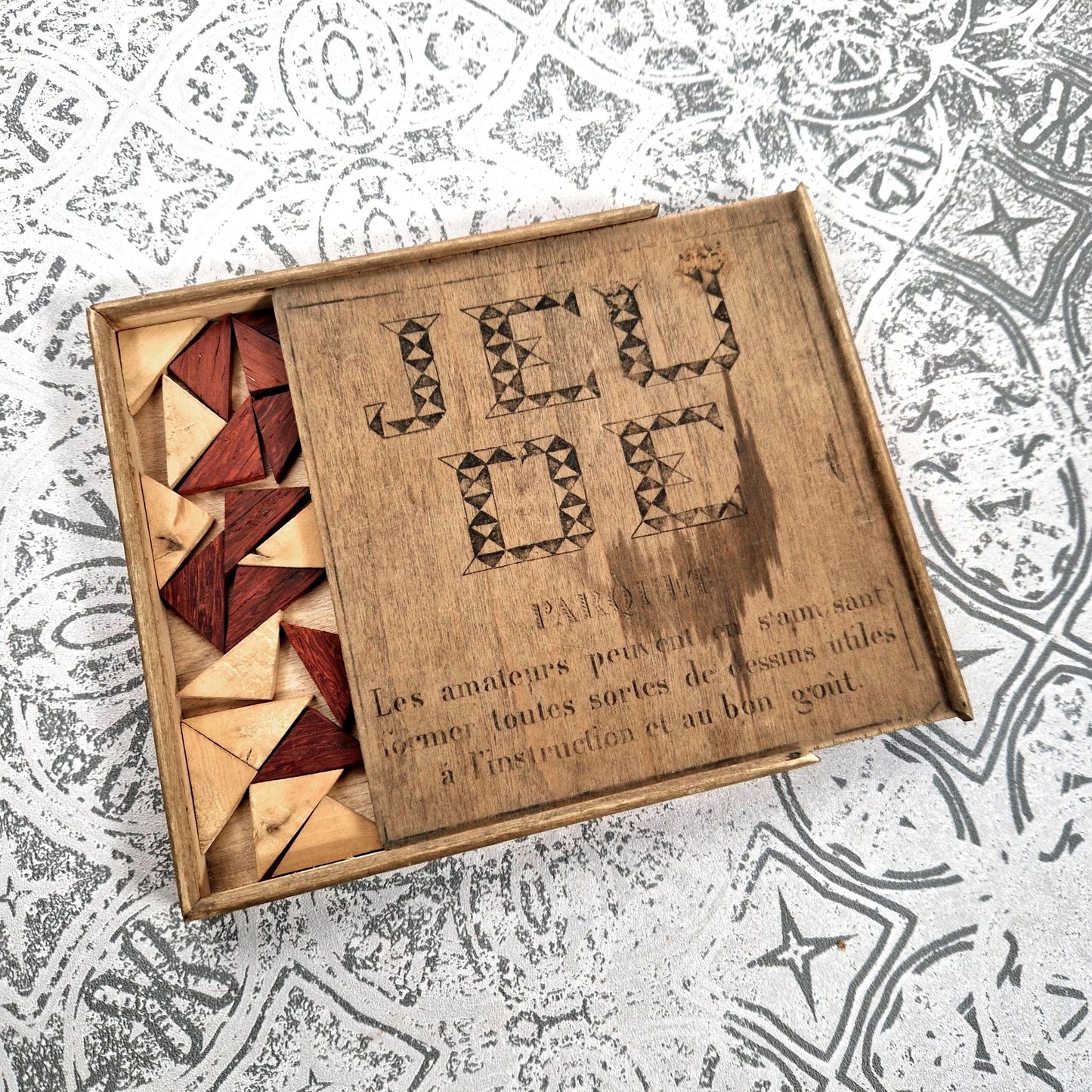 old geometry game wooden pieces