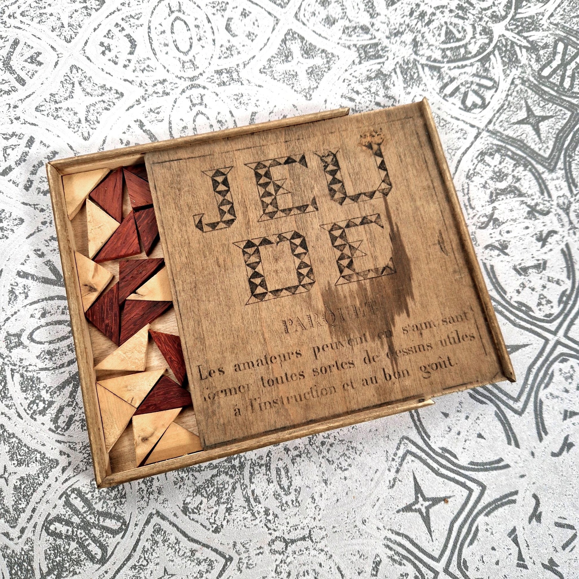 old geometry game wooden pieces