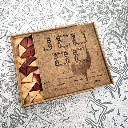 old geometry game wooden pieces