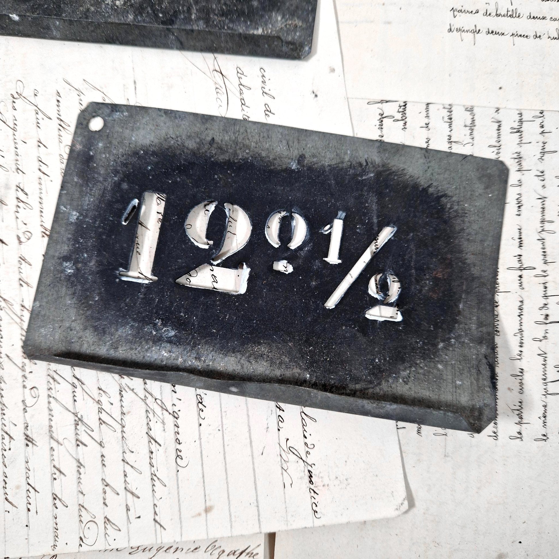 old industrial zinc stencils france