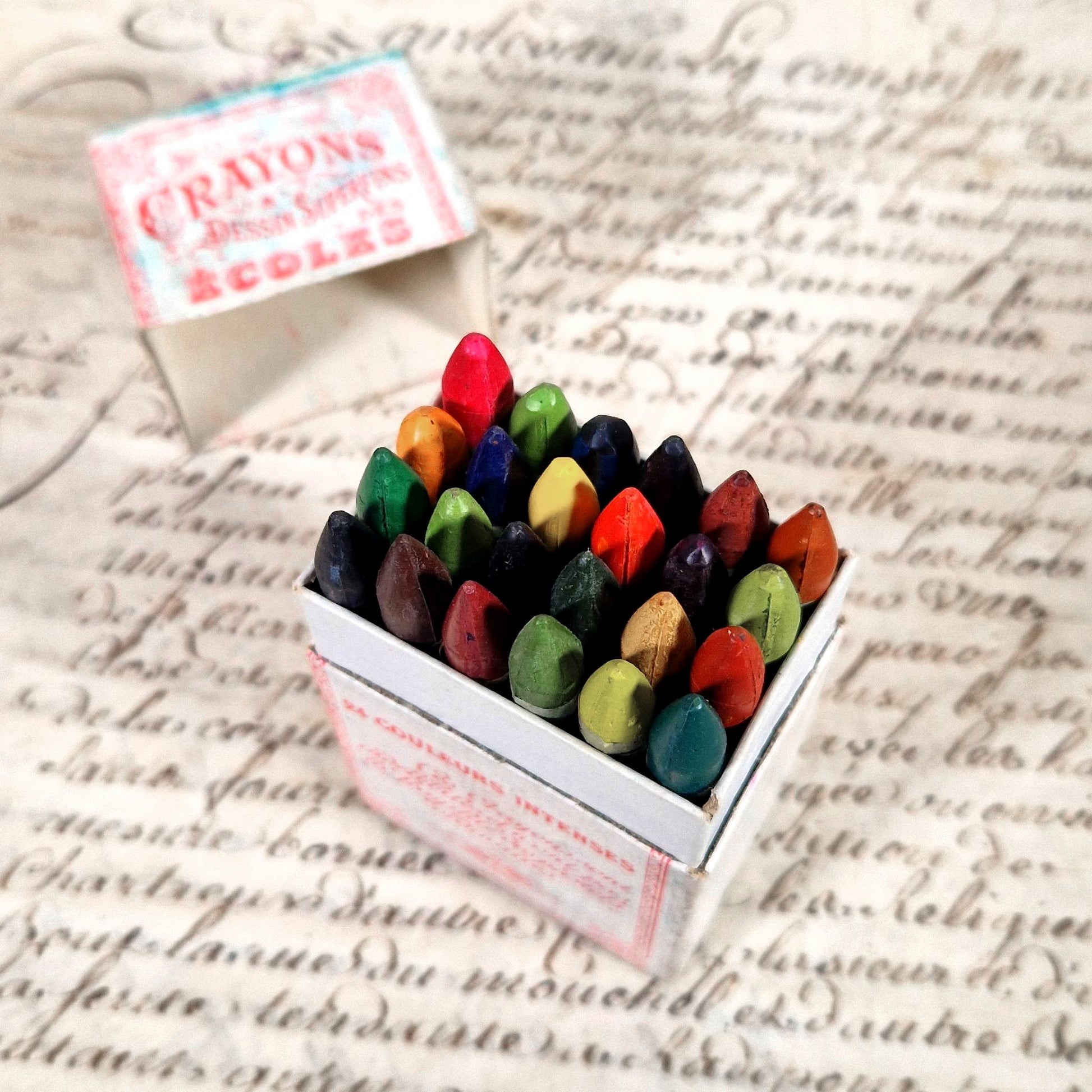 old school drawing crayons box