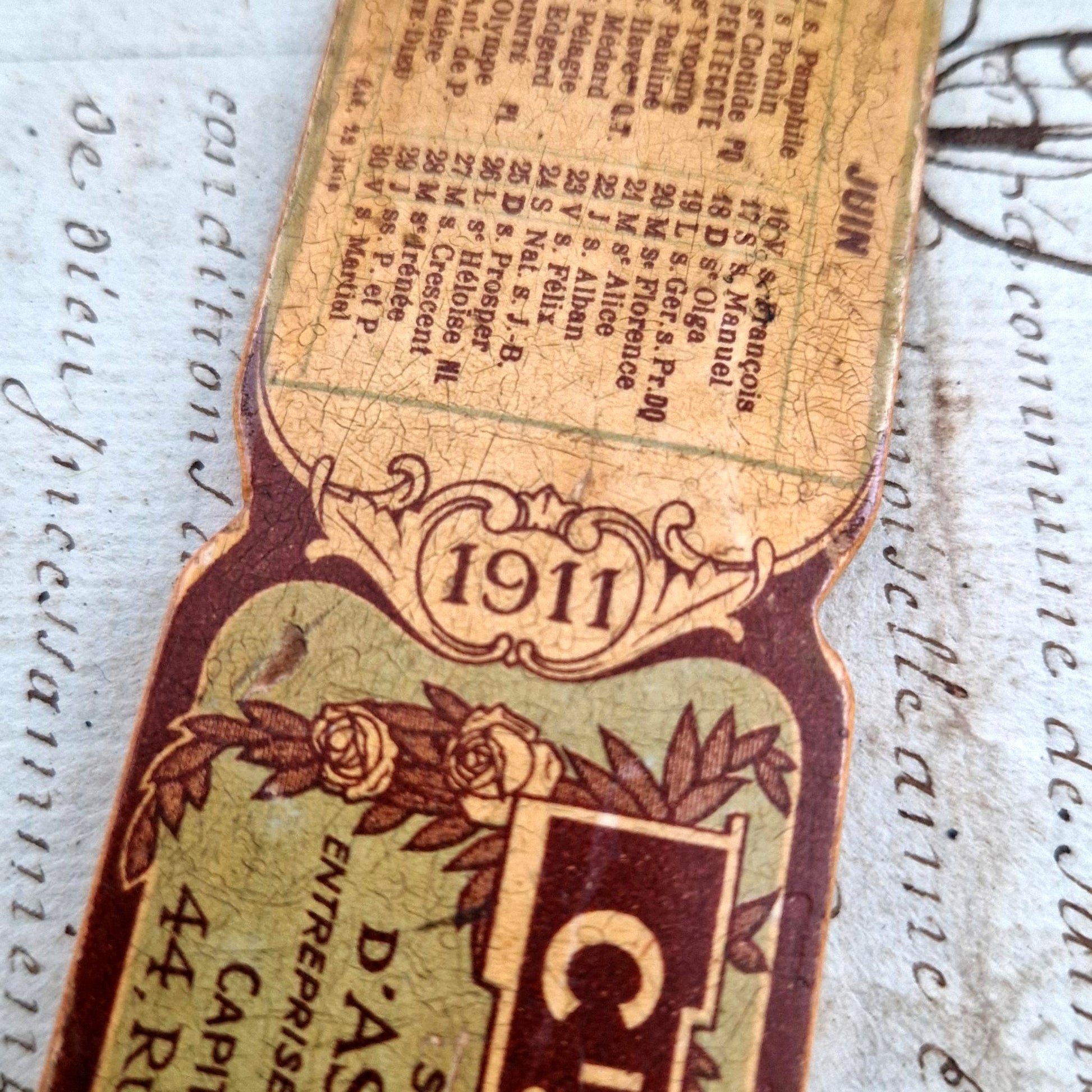 ouvre lettres ancien bois calendrier 1911