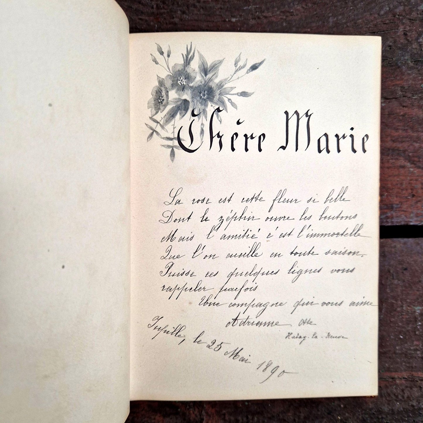 page calligraphie marie 1890