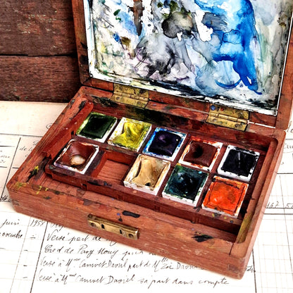 palette aquarelle vintage peinture fine