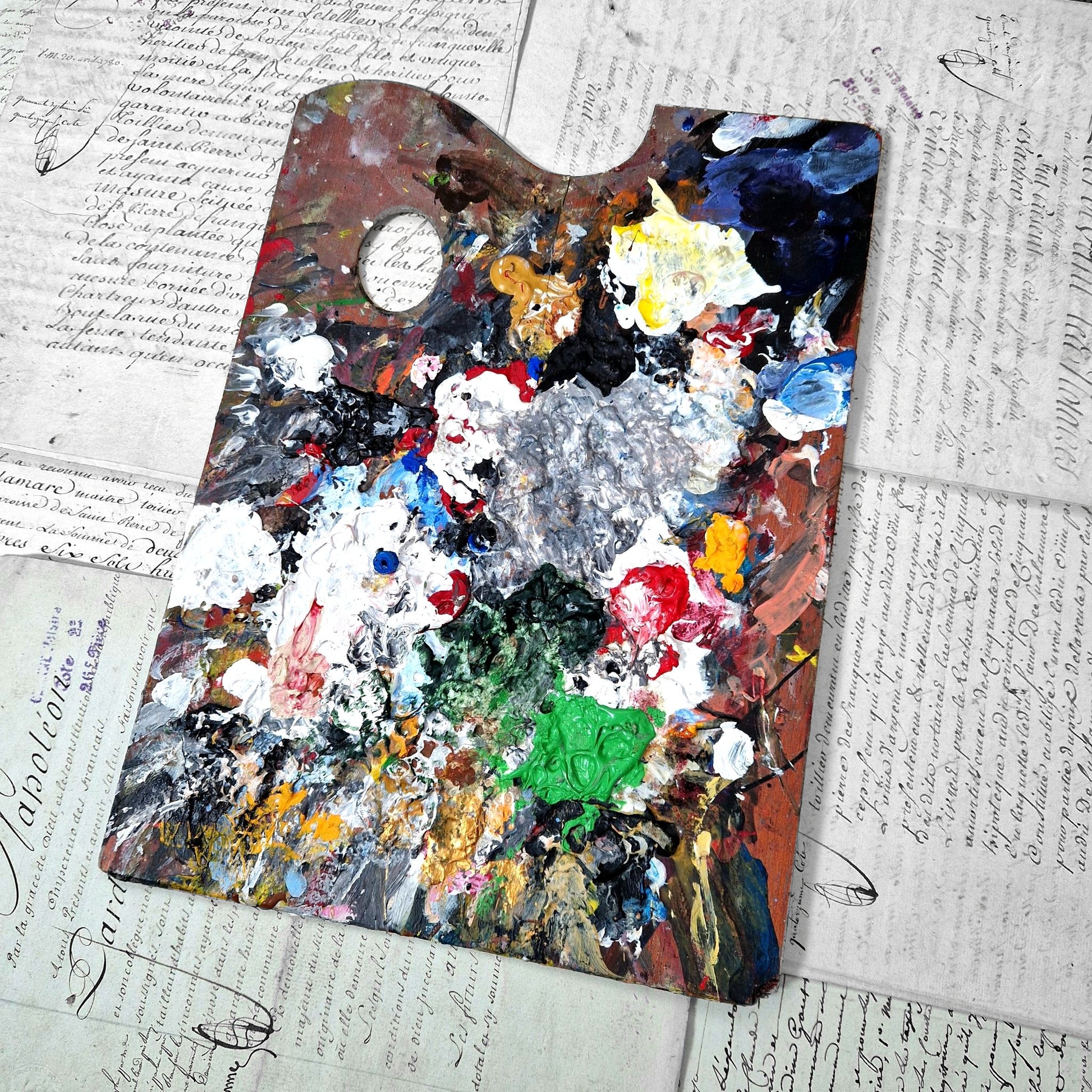 palette peintre ancienne bois double face