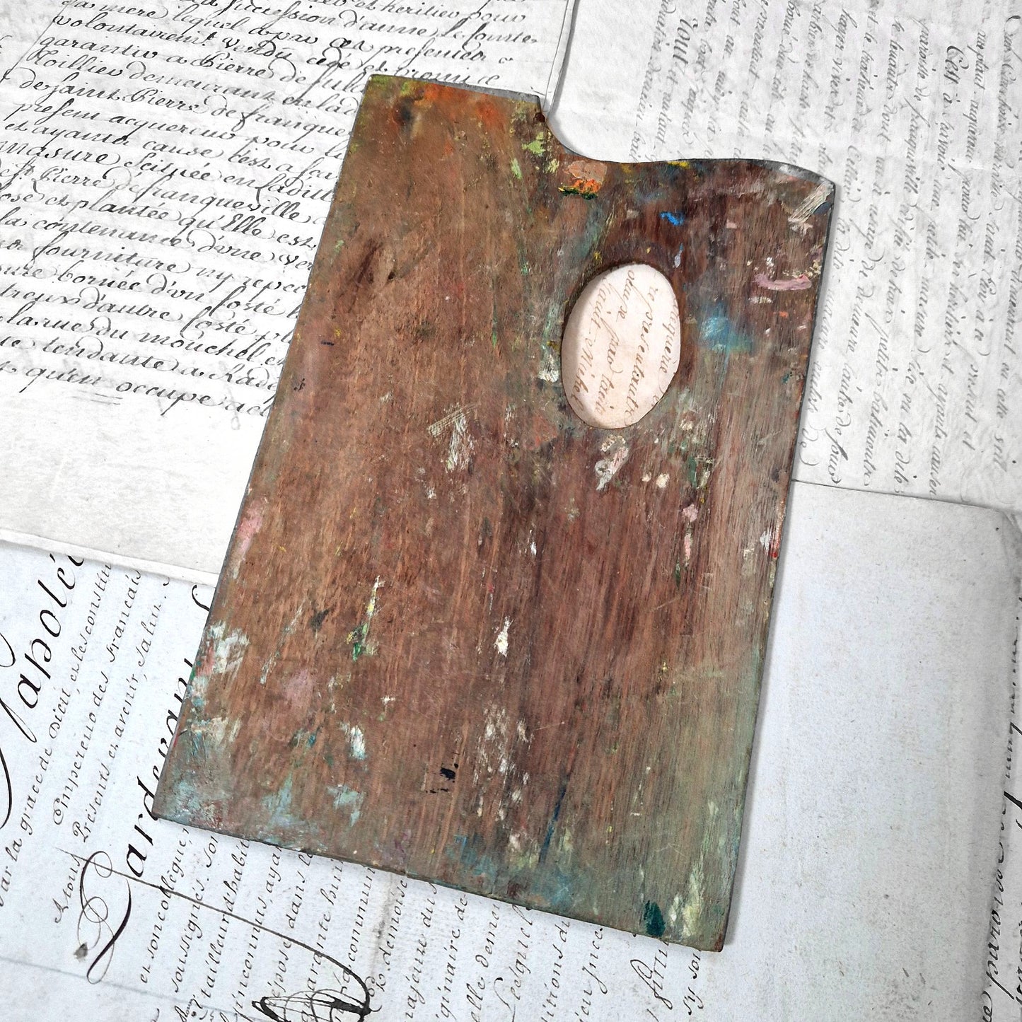 palette peintre ancienne bois