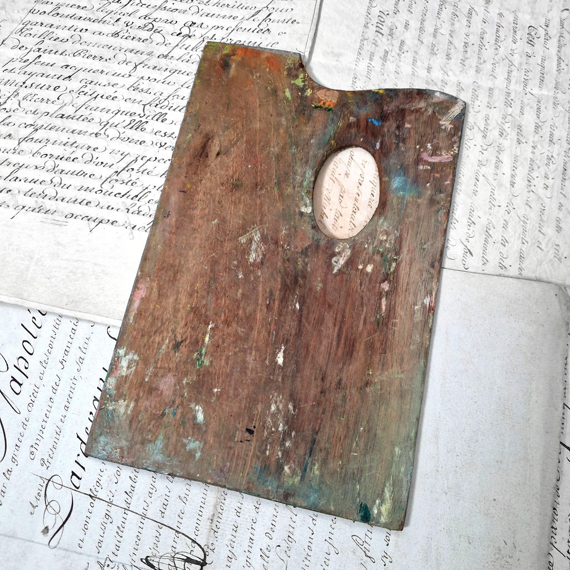palette peintre ancienne bois