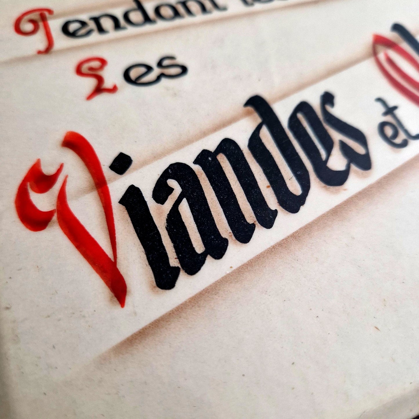 Pancarte ancienne de boucherie charcuterie