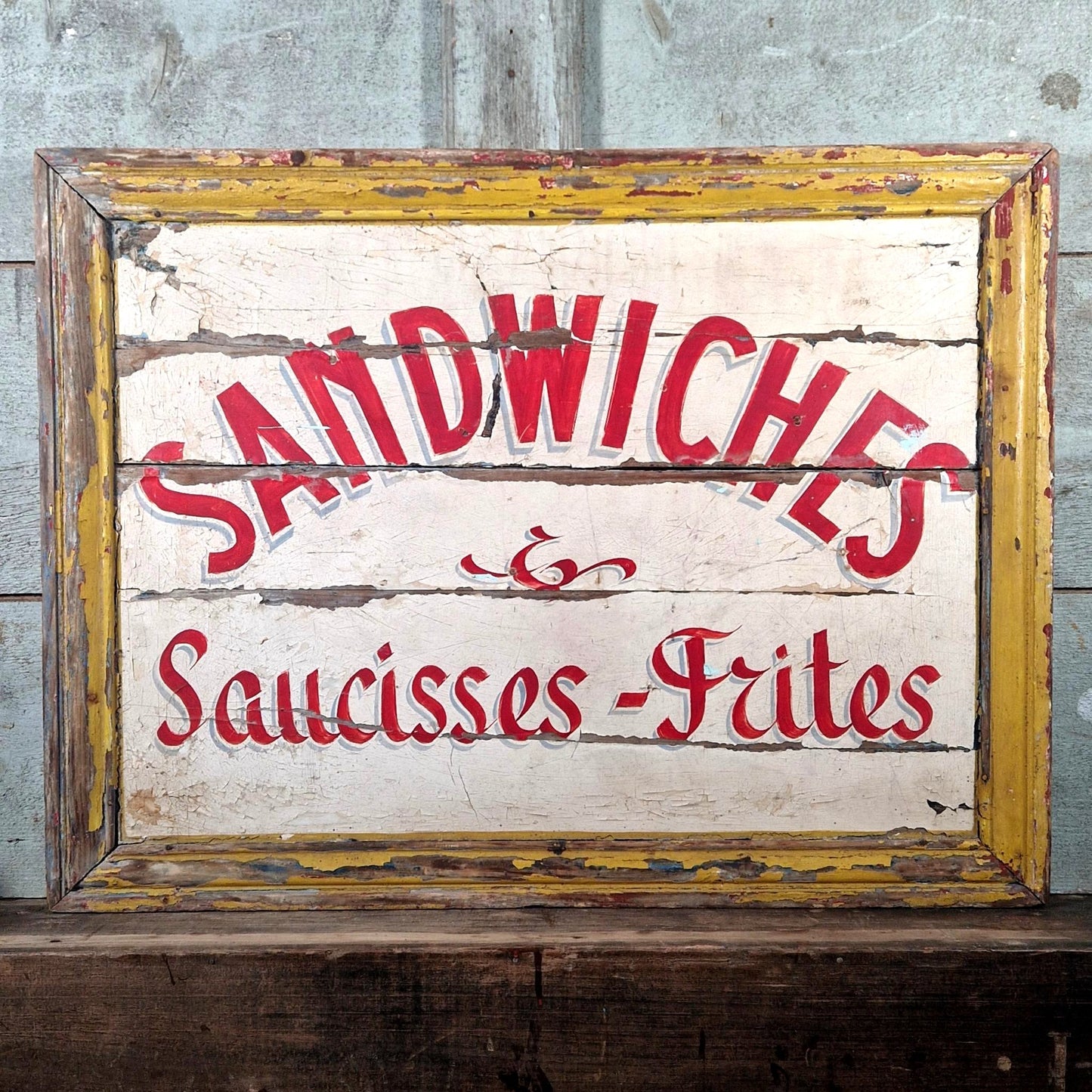 pancarte peinte sandwiches saucisses frites