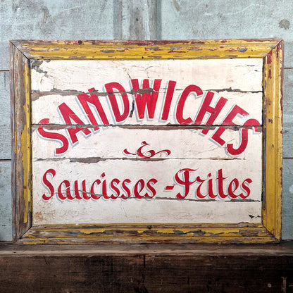 pancarte peinte sandwiches saucisses frites