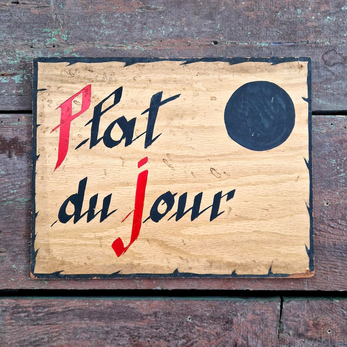 pancarte publicitaire plat du jour bois ancien