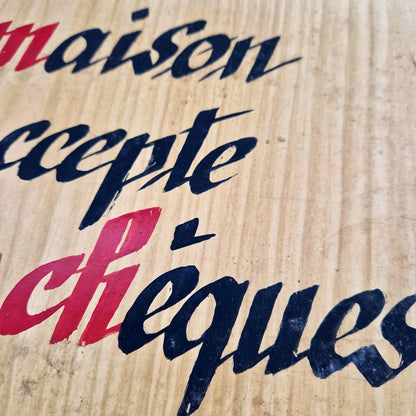 panneau bistrot ancienne paiement sans cheque
