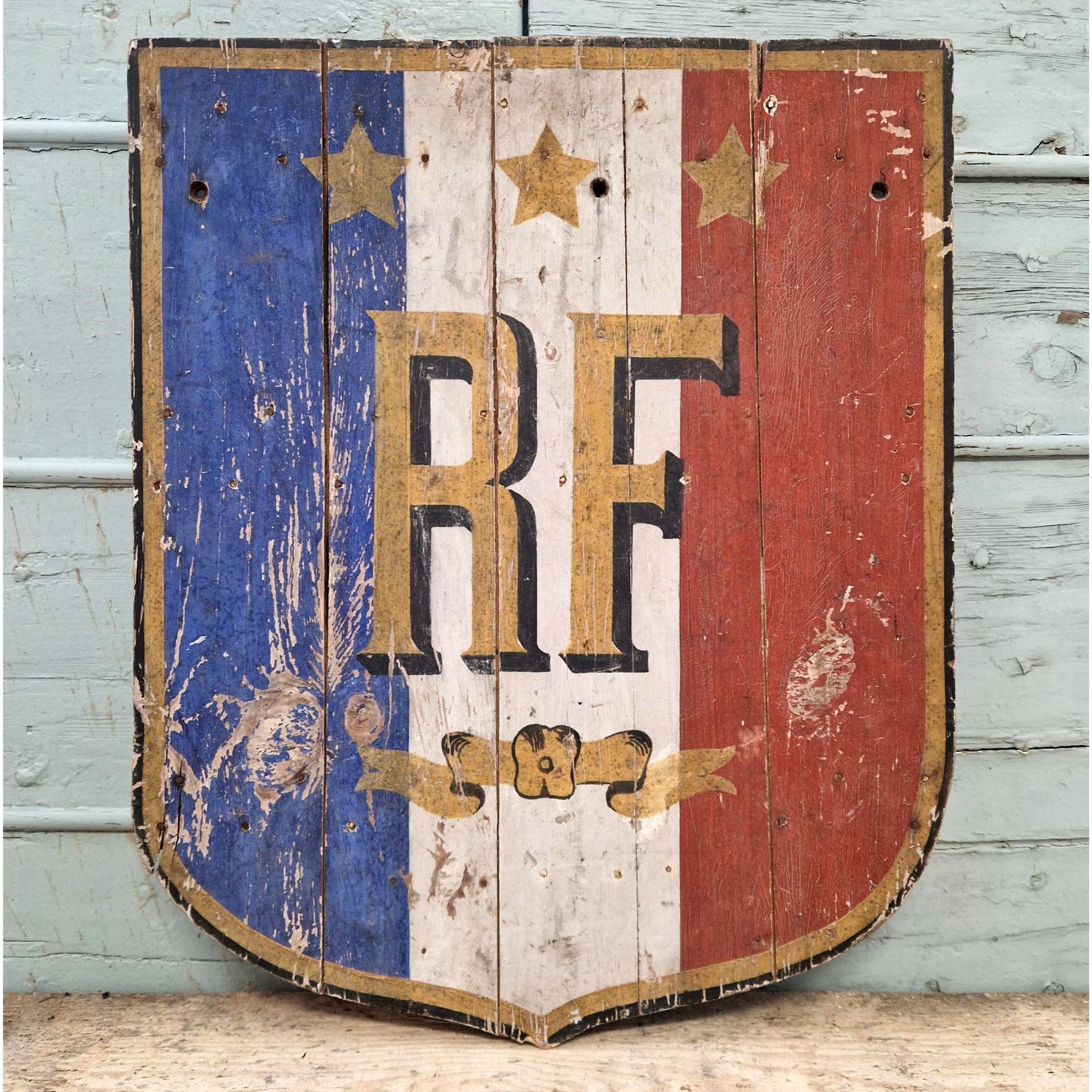 panneau rf republique francaise bois peint