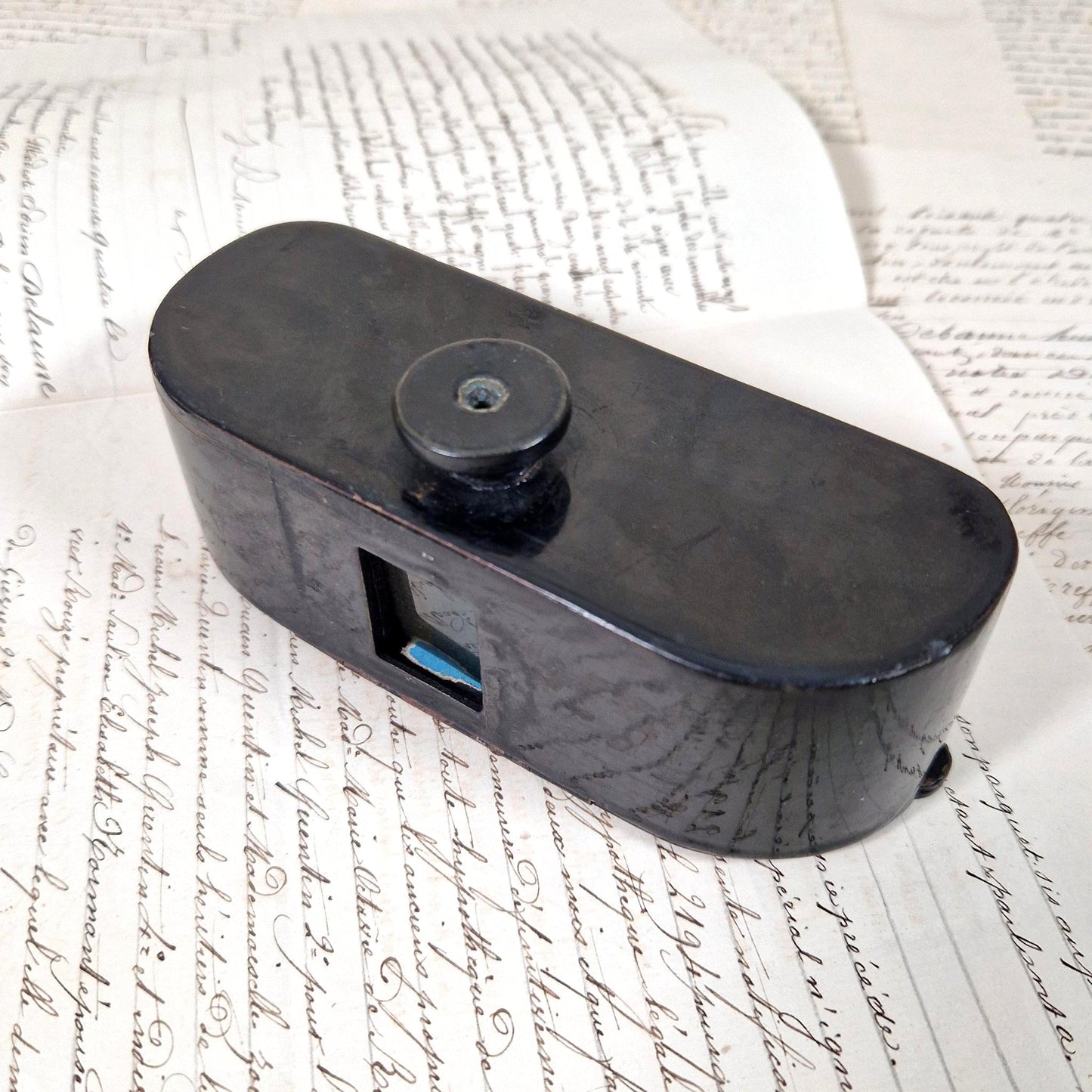 patheorama carton laqué noir bleu