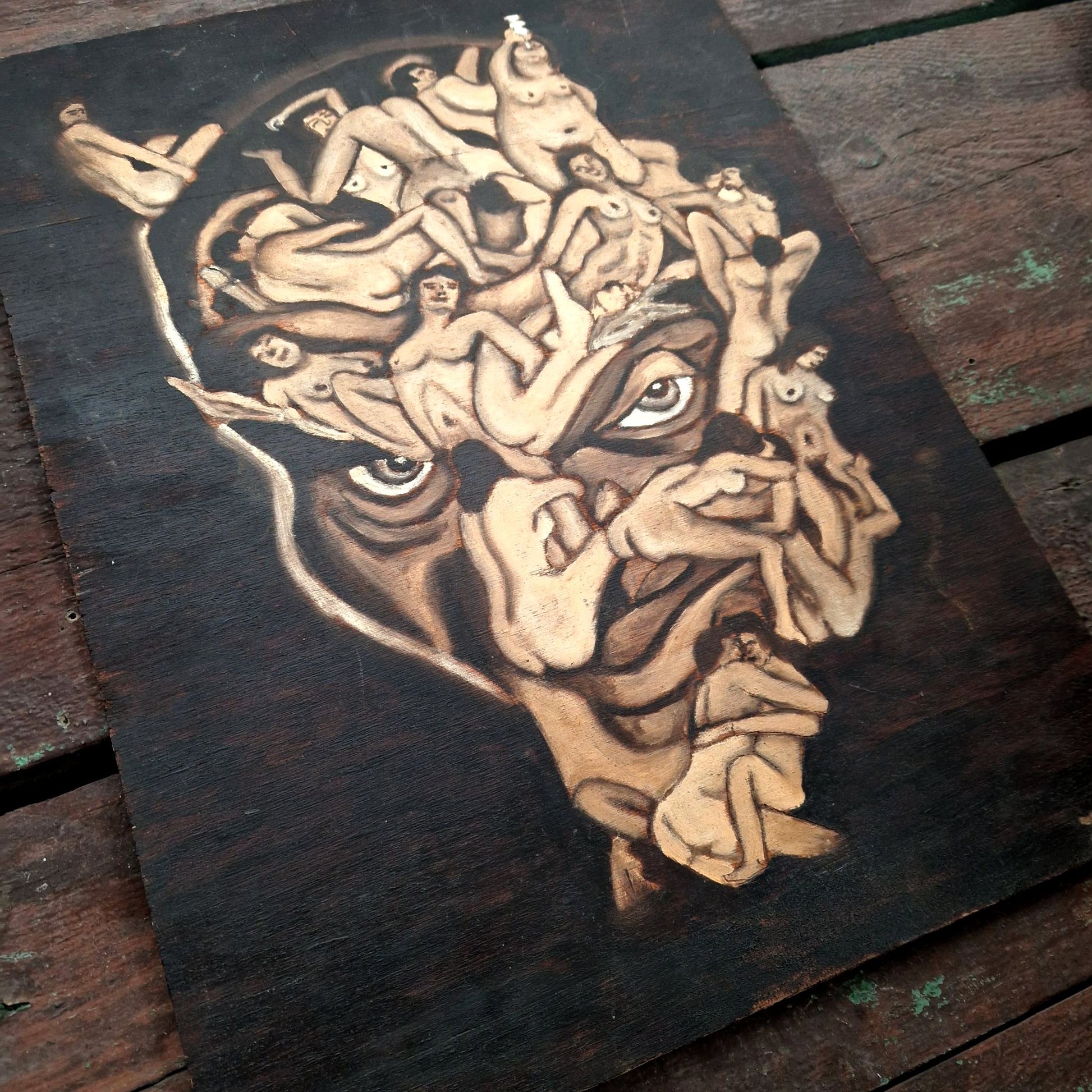 peinture surréaliste démon corps nus