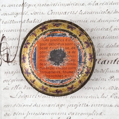 Advertising box for "Poulain Violet Pastilles"