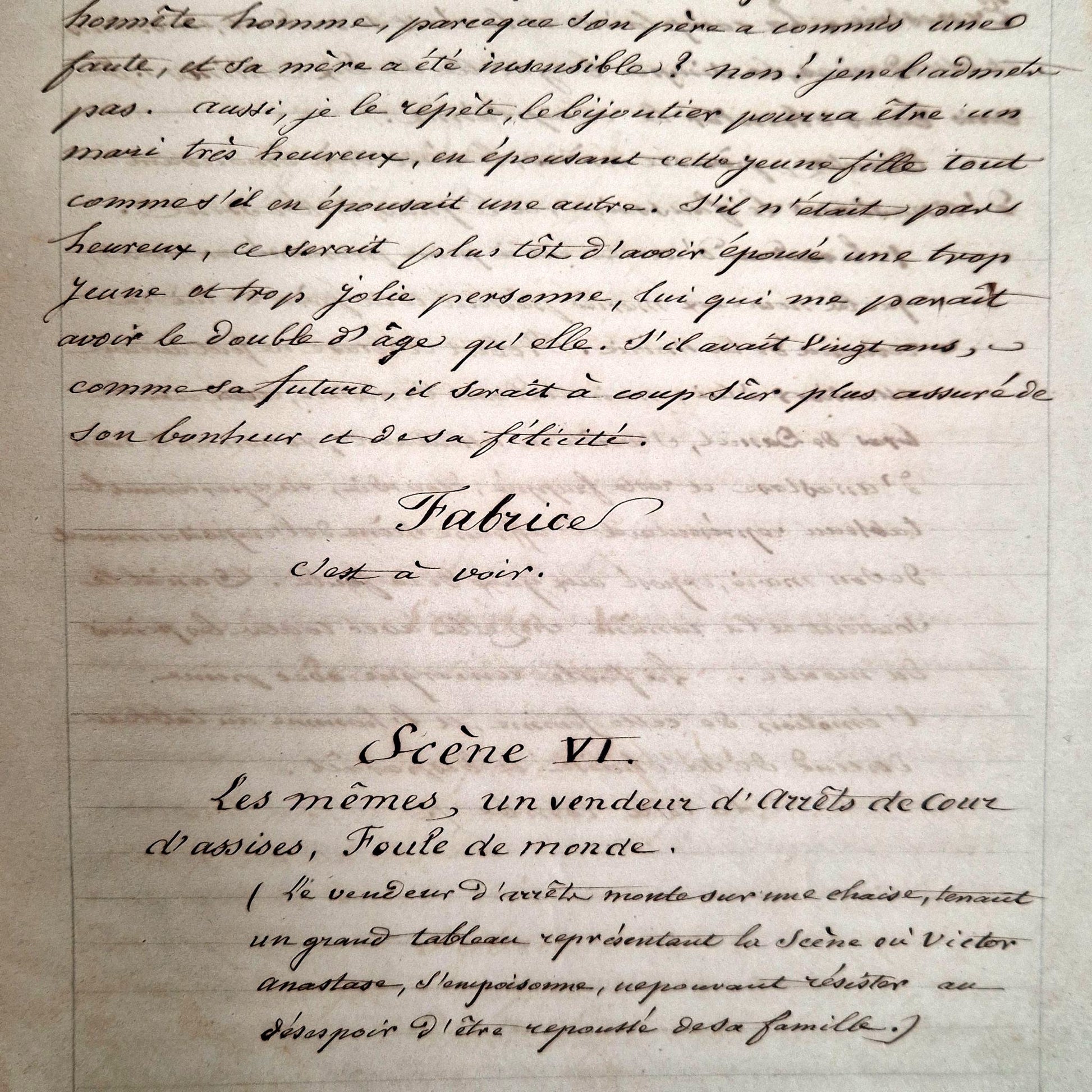 piece de theatre manuscrite XIXe