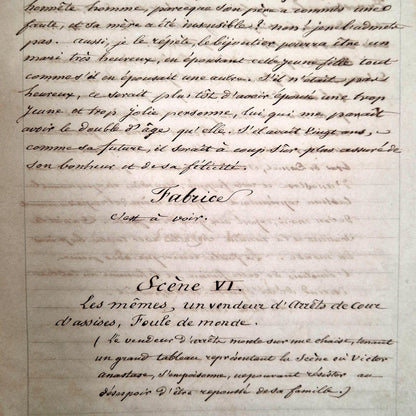 piece de theatre manuscrite XIXe
