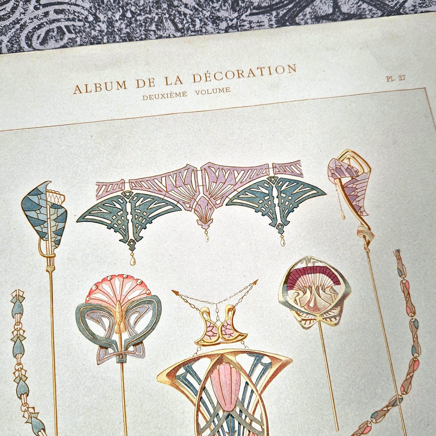 planche lithographie bijoux paris 1900 beauclair