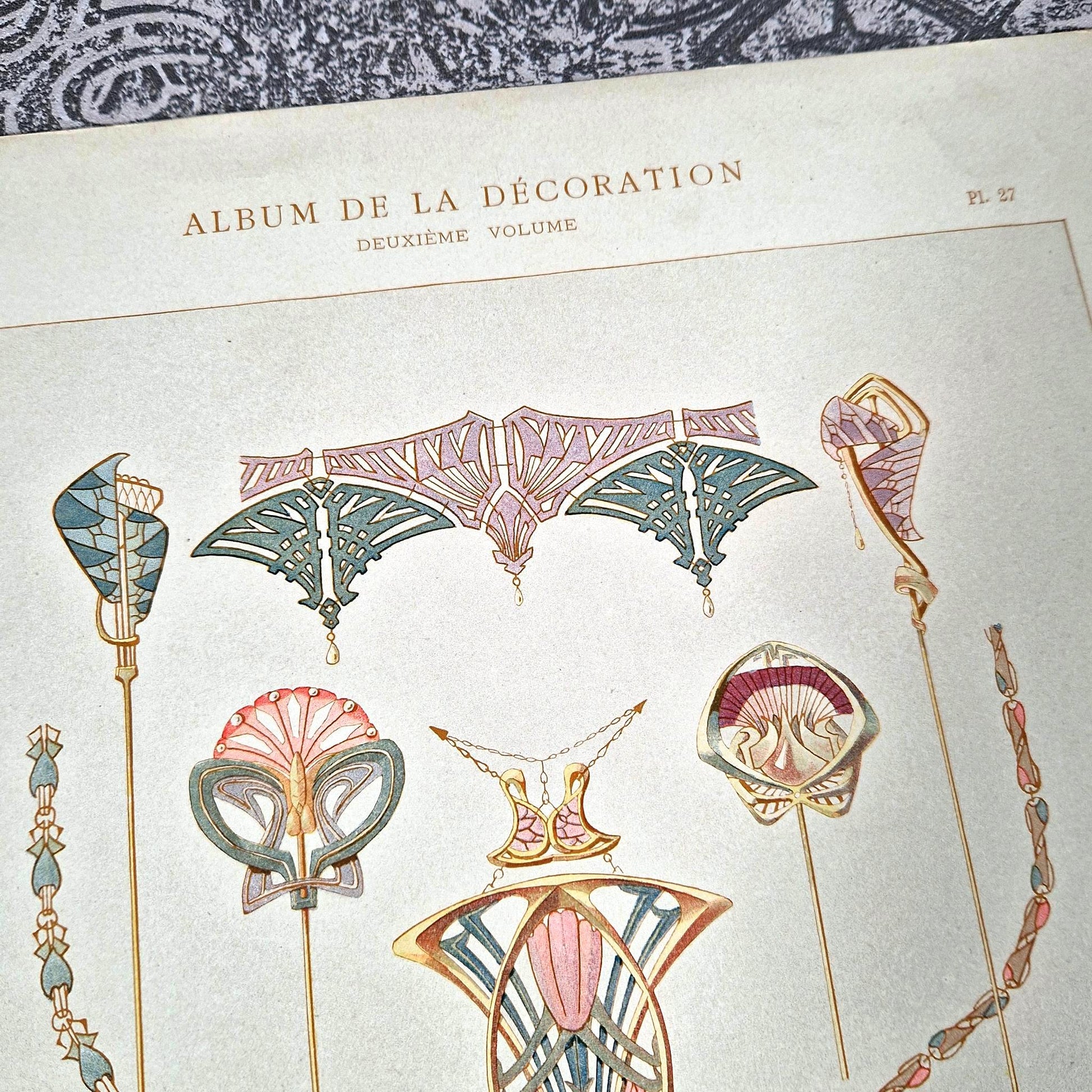 planche lithographie bijoux paris 1900 beauclair