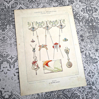 planche lithographie bijoux paris 1900