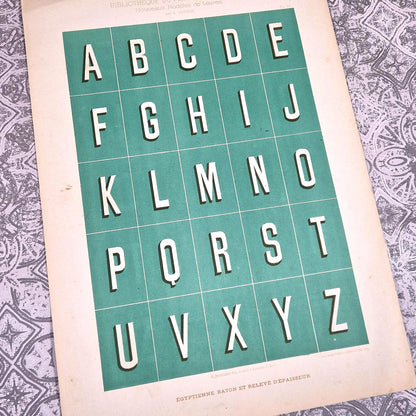 planche lithographique typographie verte