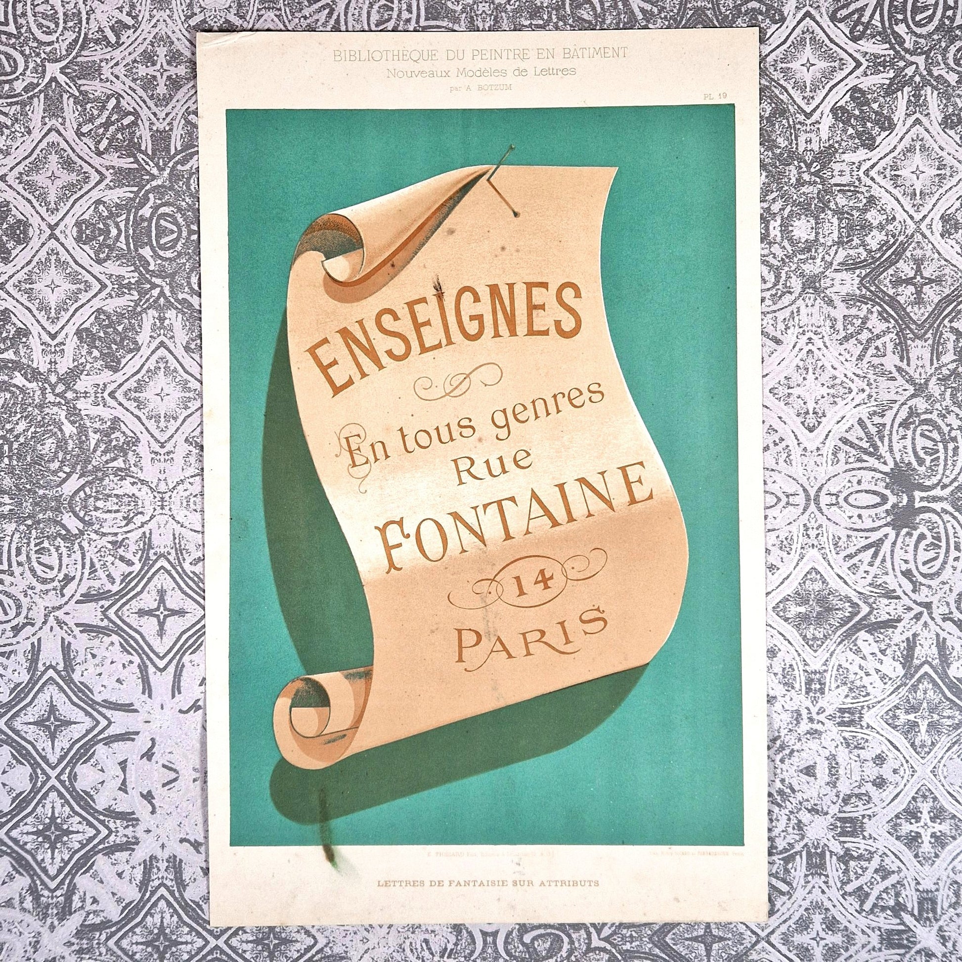 planche typographique enseignes rue fontaine paris