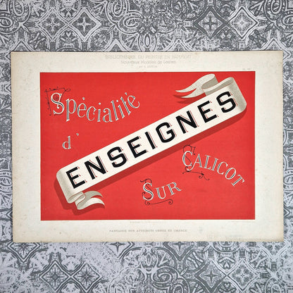 planche typographique enseignes sur calicot