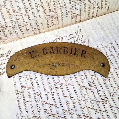 plaque artisan ancienne laiton barbier