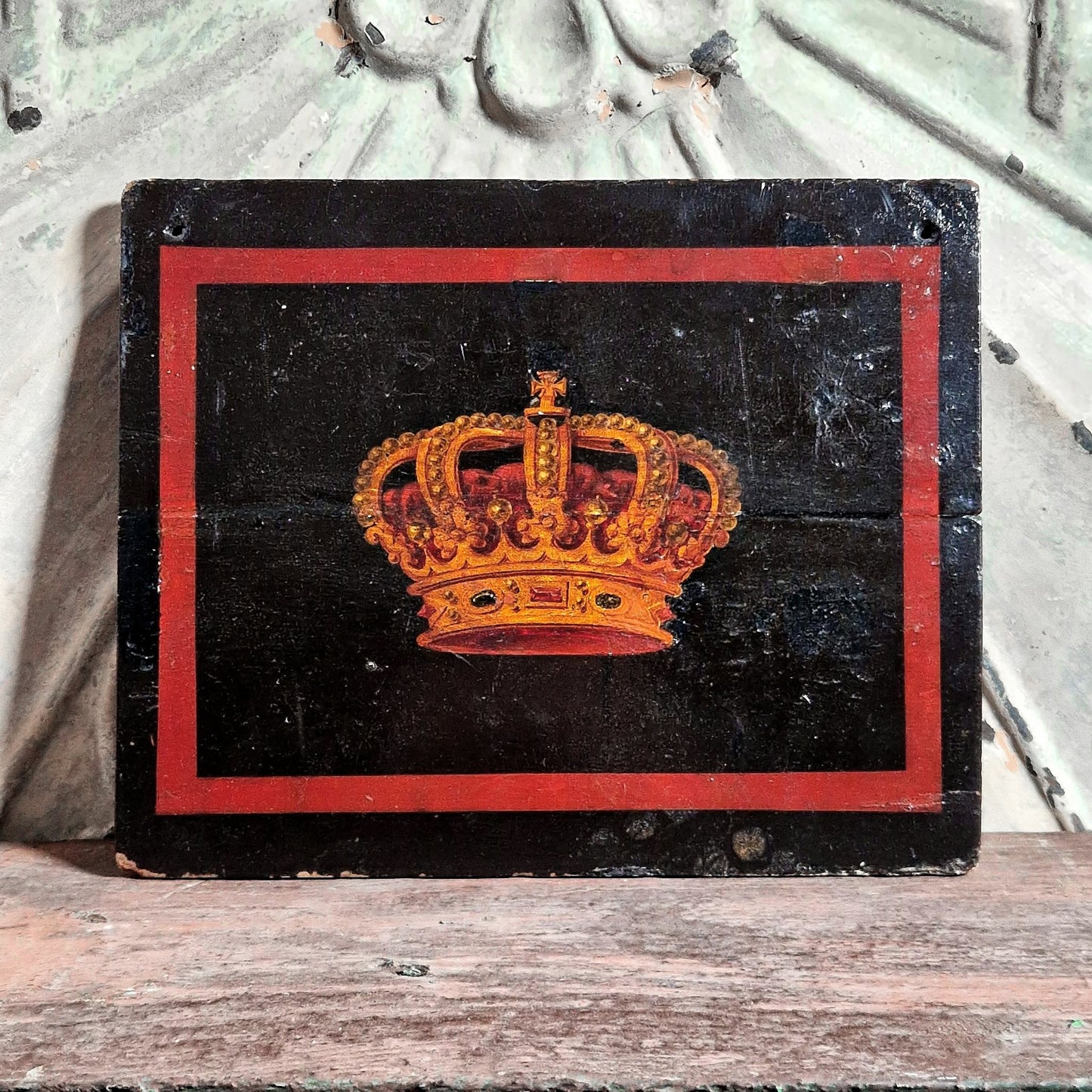 plaque bois peint caleche royale