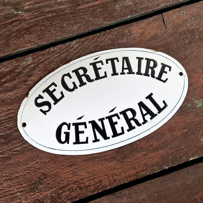 Plaque émaillée « Secrétaire Général »