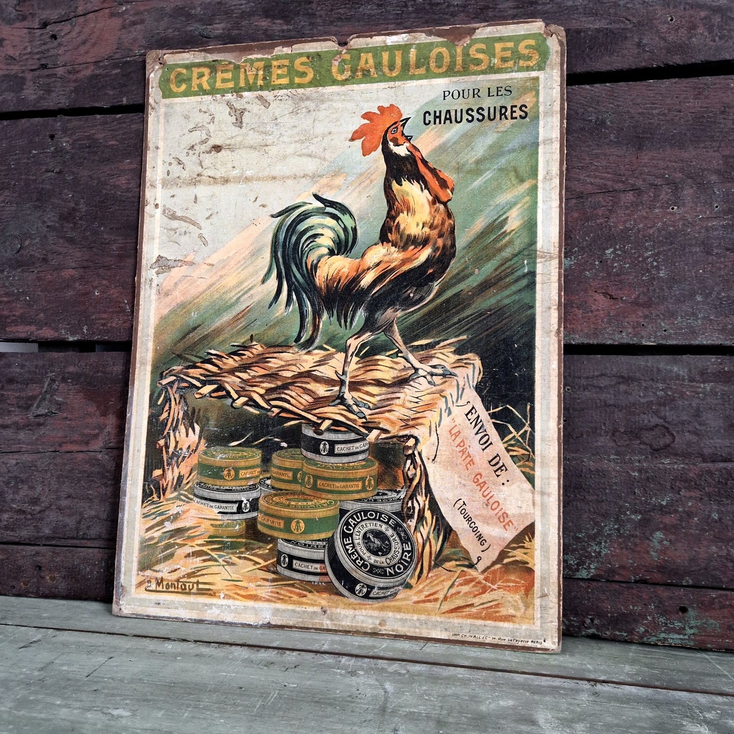 plaque carton publicitaire cirage 1900