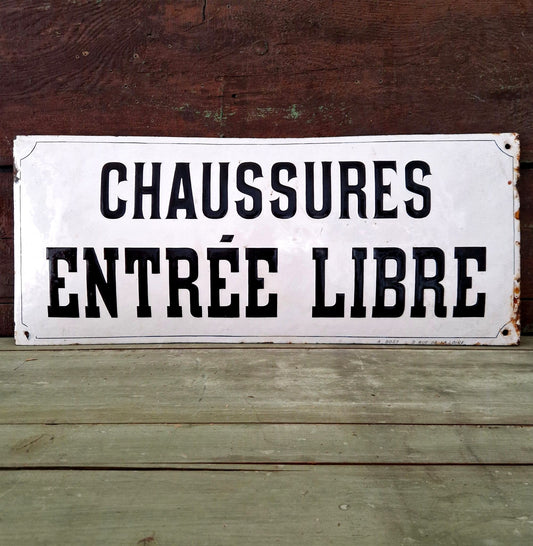 plaque chaussures emaillee entree libre