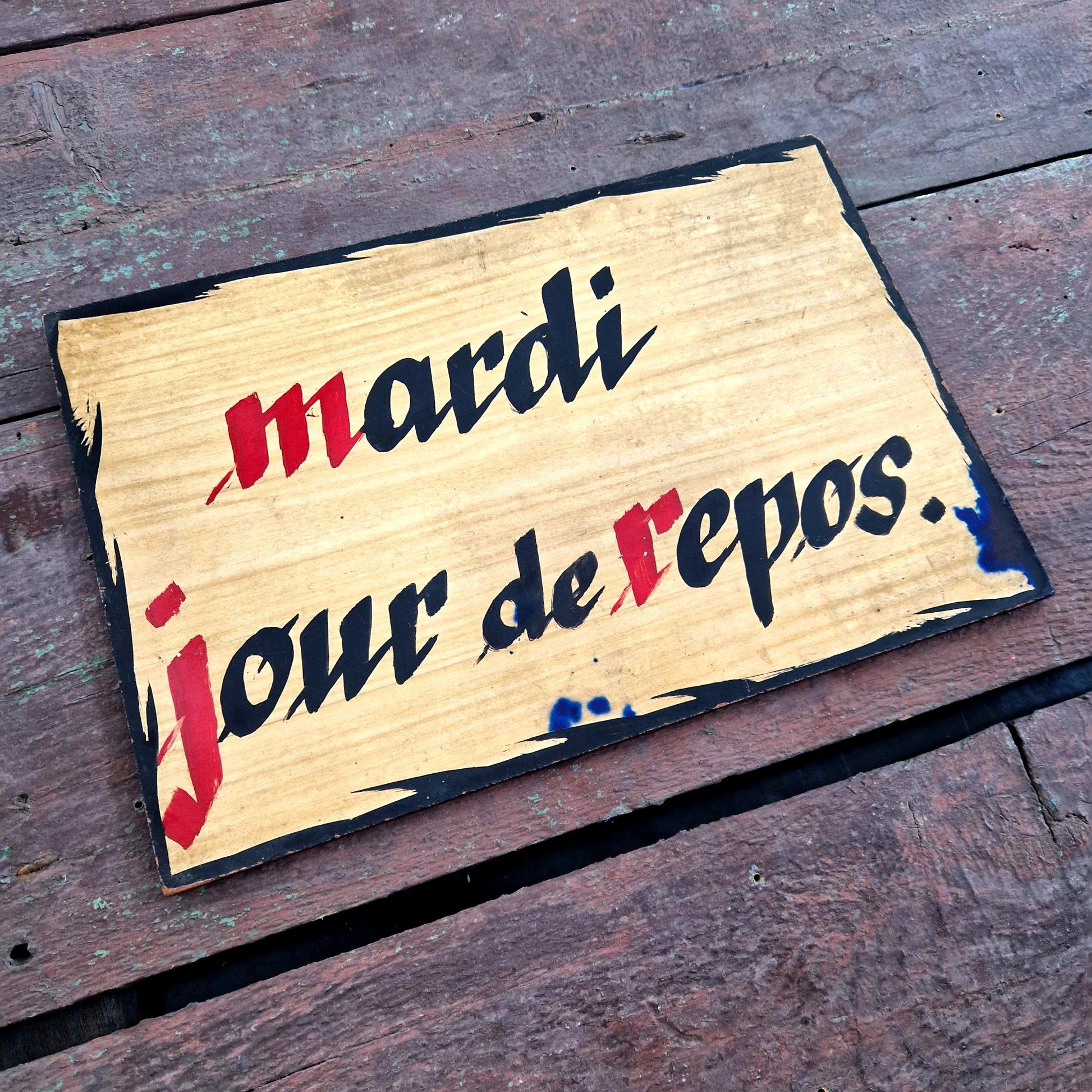 plaque commerce bois jour ferme