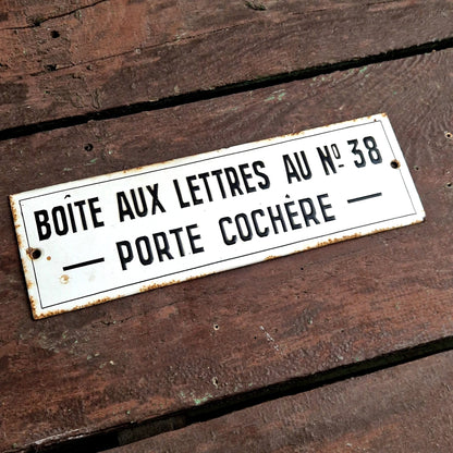 plaque émaillée boite aux lettres porte cochère