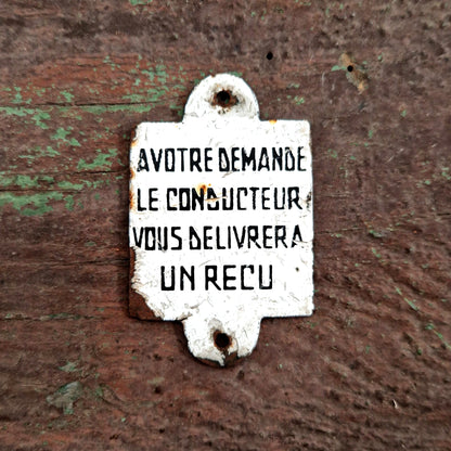 plaque emaillee conducteur bus recu