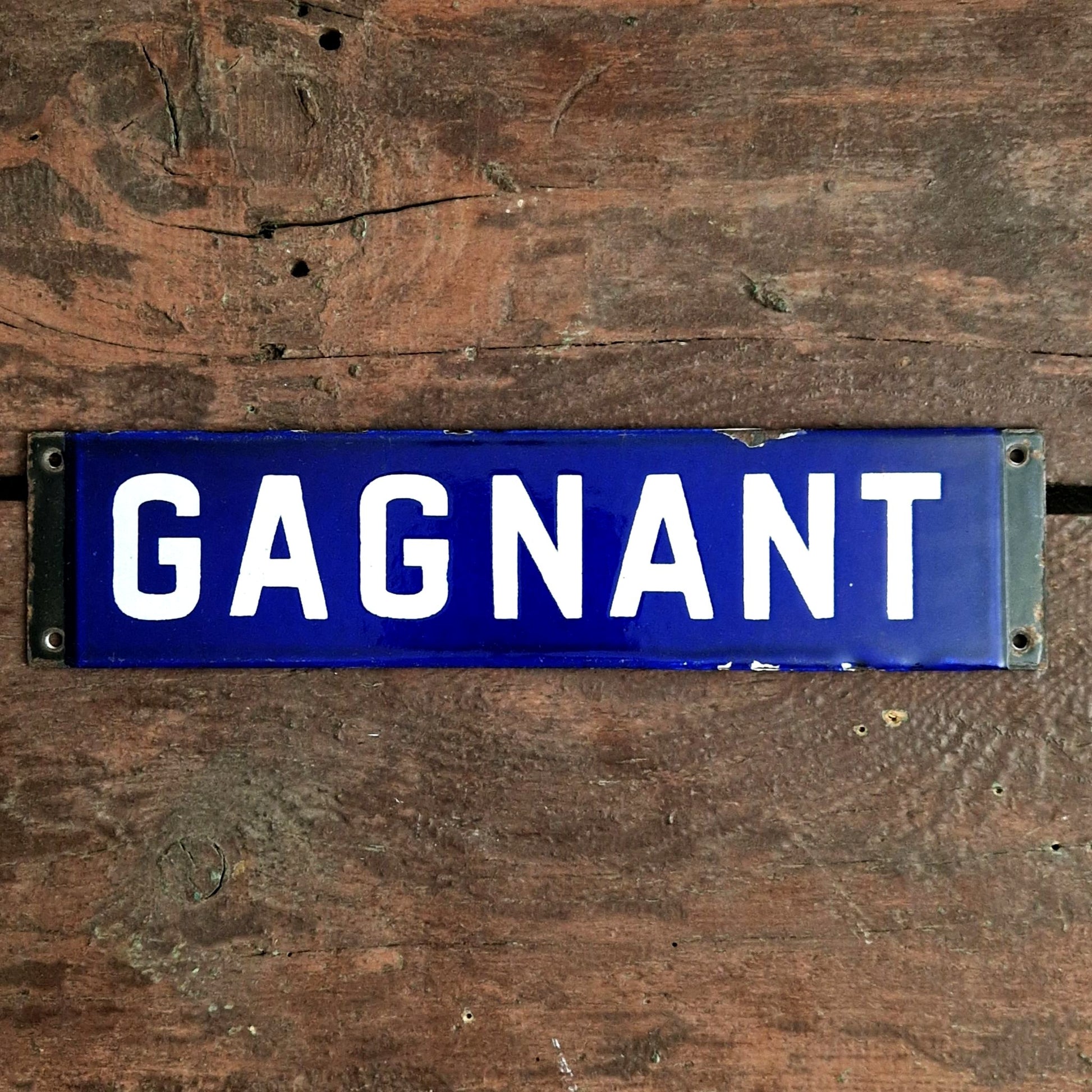 plaque émaillée gagnant ancienne bleue