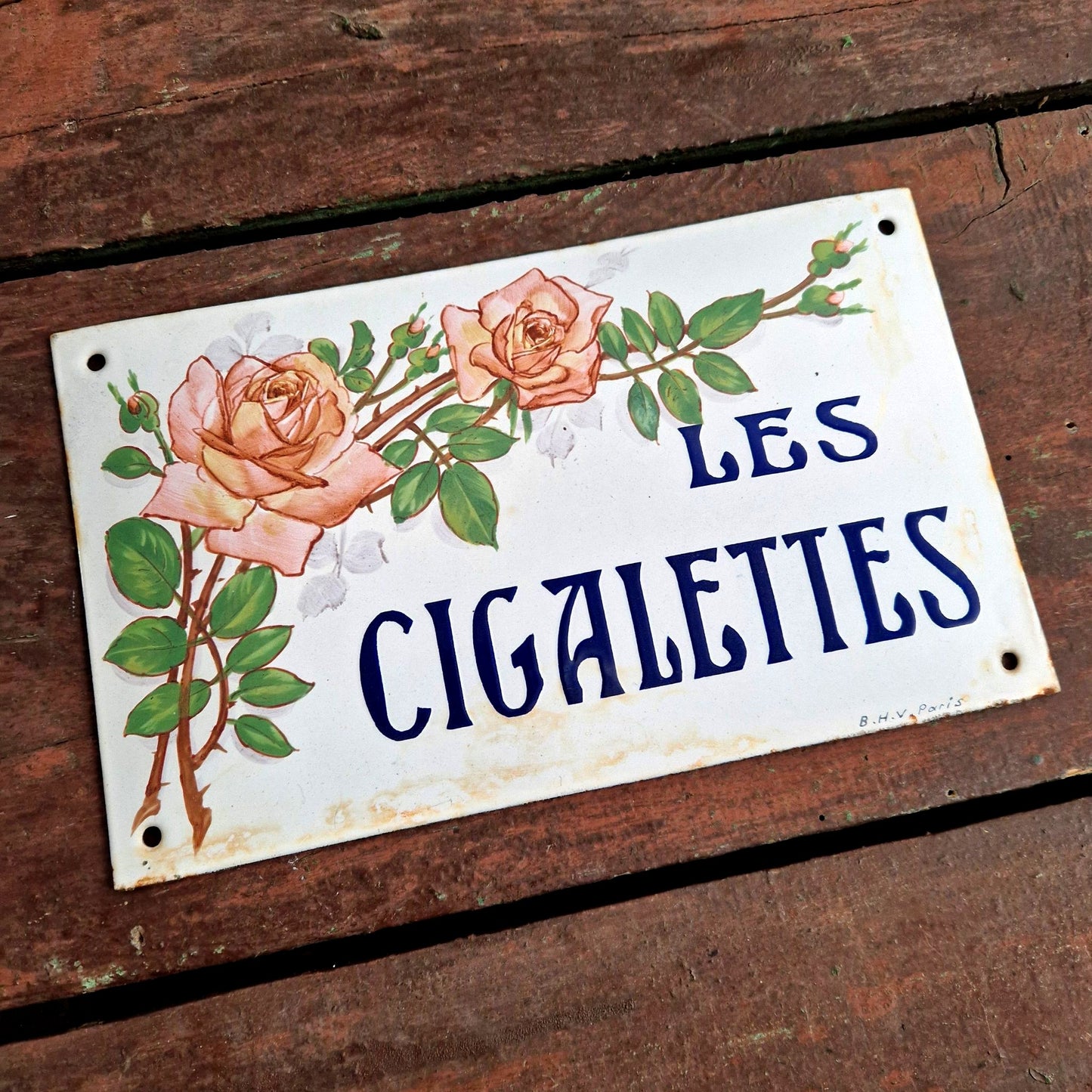 plaque émaillée gîte les cigalettes