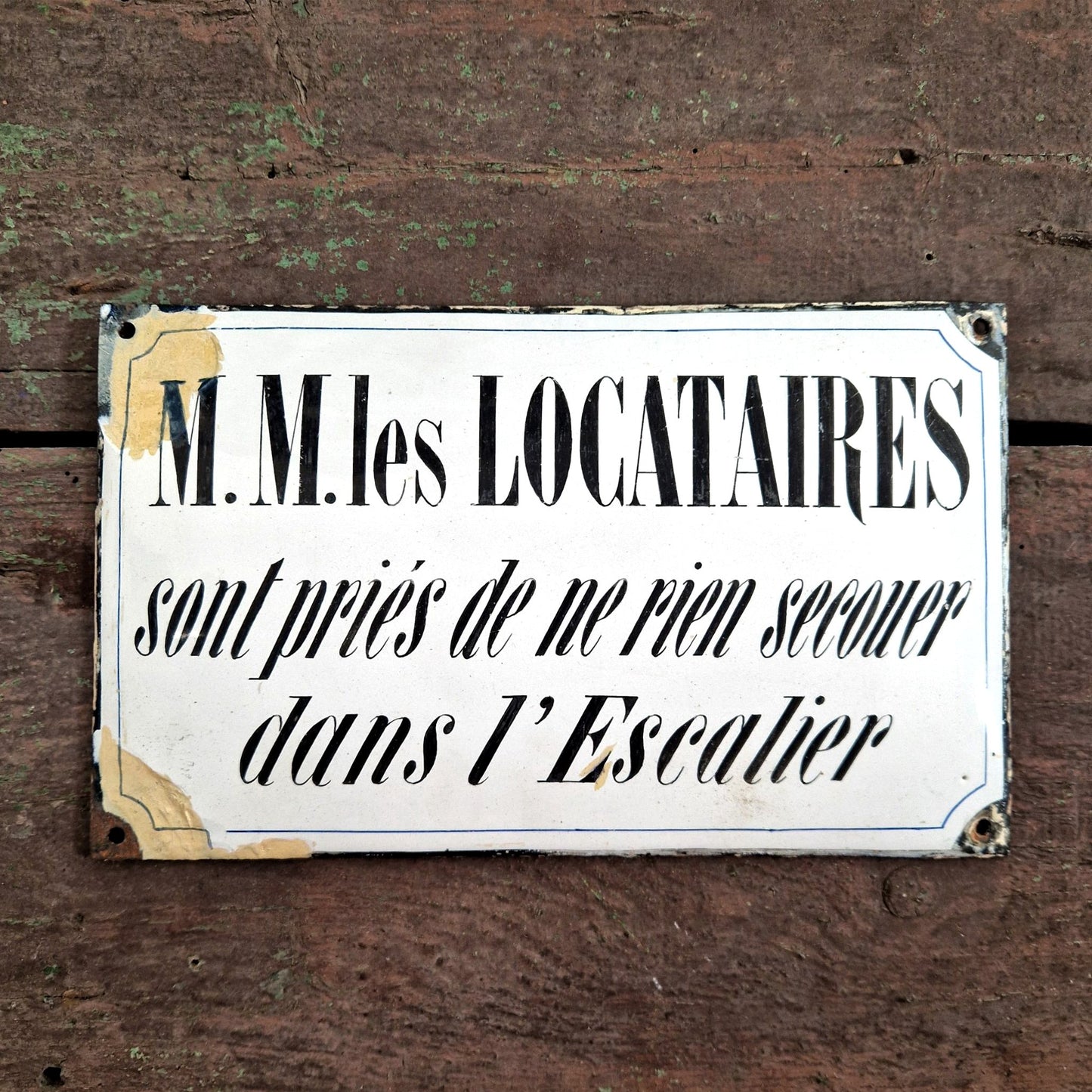 plaque emaillee locataires ancien