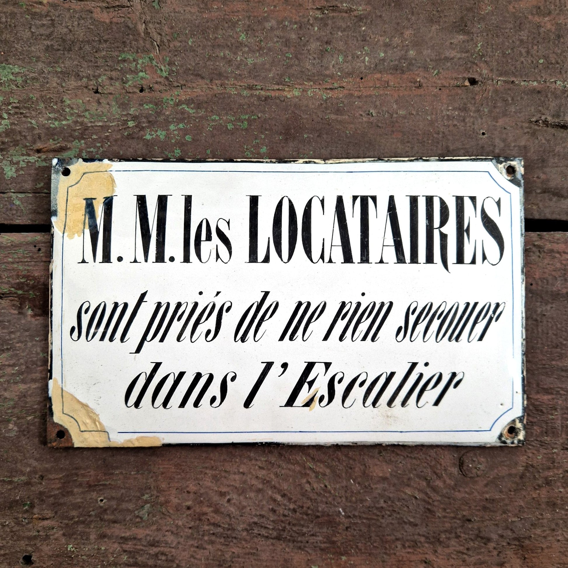 plaque emaillee locataires ancien